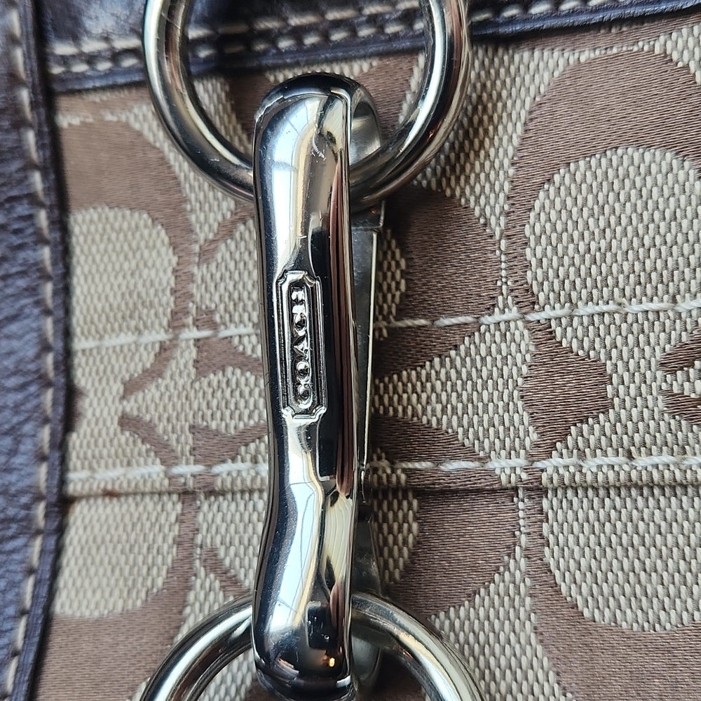 Coach Signature Hampton Canvas & Leather Shoulder Bag - Picture 2 of 16